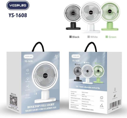 Ventilador Silencioso Con Luz Nocturna Para Escritorio Ys-1608