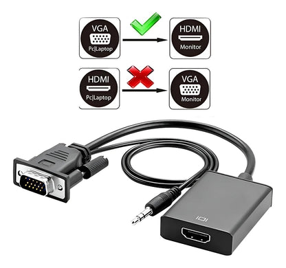 Adaptador Vga Macho a Hdmi Hembra Con Audio