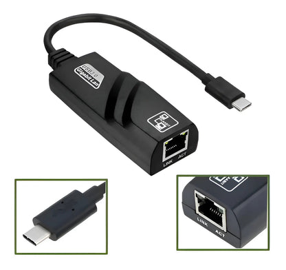 Convertidor Tipo C A Ethernet Rj45 Red Gigabit 10/100/1000