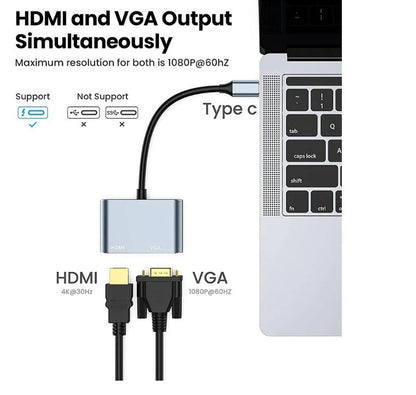 Convertidor Tipo C A Hdmi Y Vga