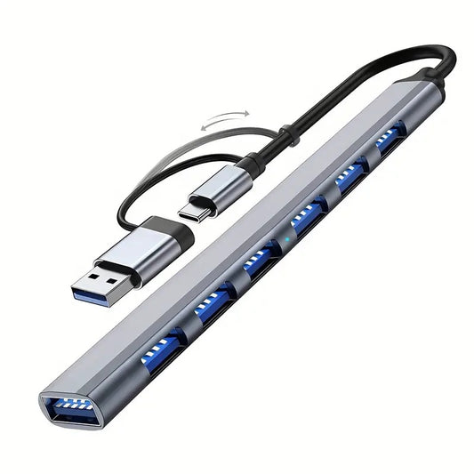 Hub Usb/tipo C 3.0 7 Puertos En Aluminio