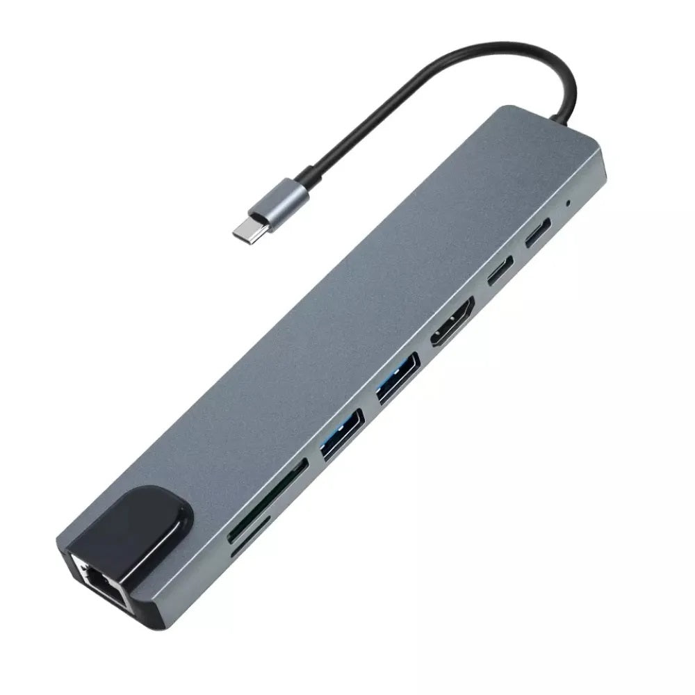 Hub Tipo C a Lan RJ45 8 En 1